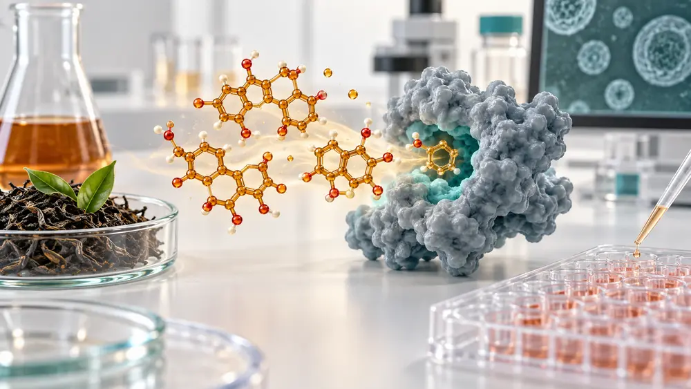 Laboratory illustration of black tea compounds and an enzyme assay